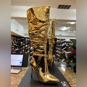 INC International Concepts Iyonna Gold Knee High Boots